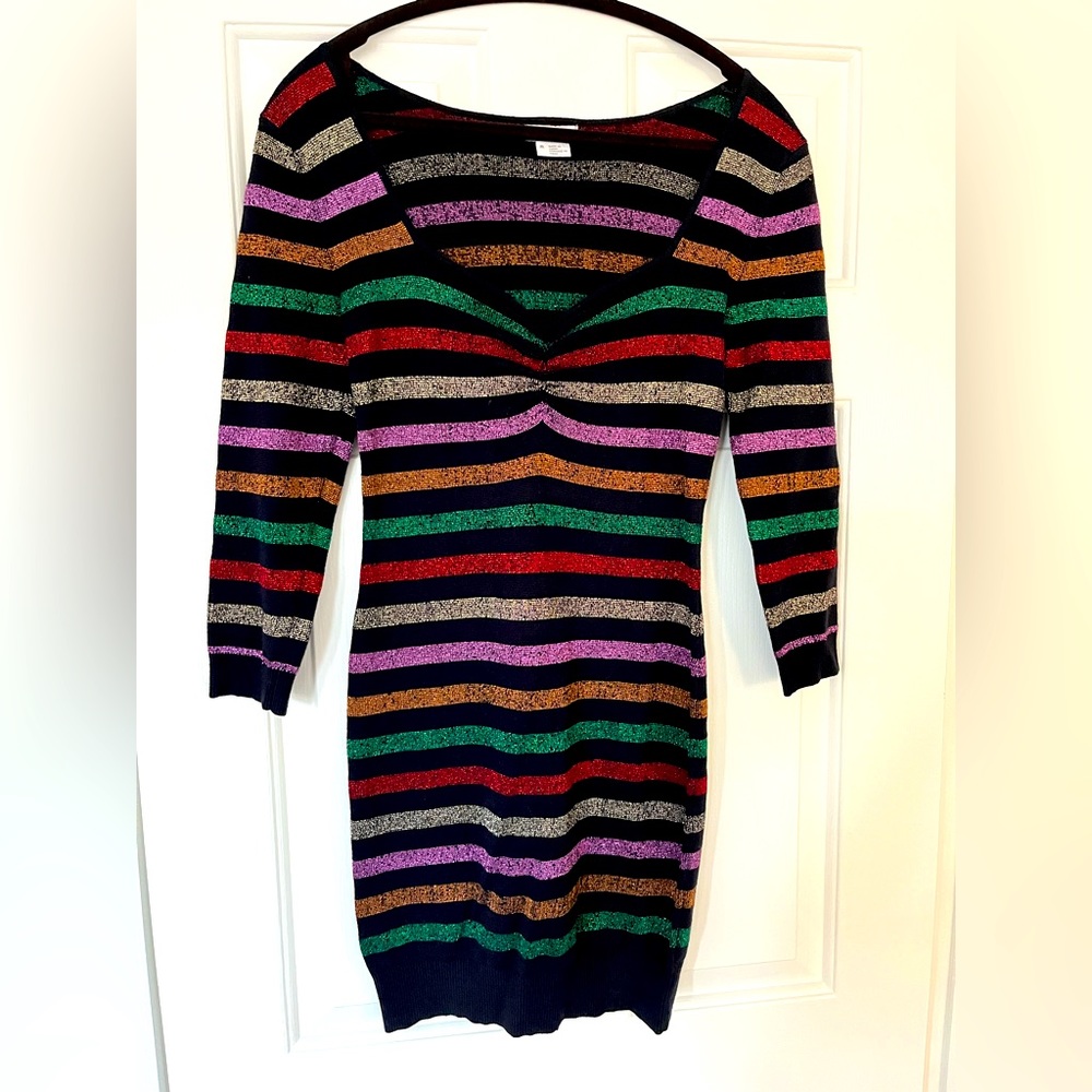 Sparkly striped sweater dress
